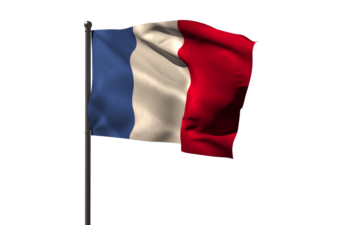 French Flag Waving Smoothly on Transparent Background