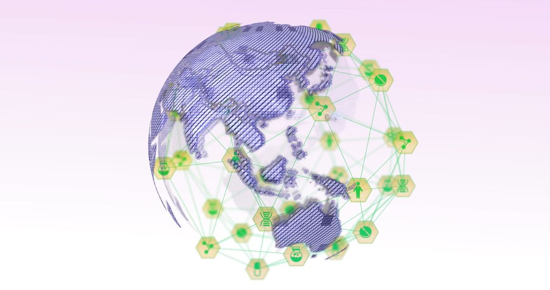 Digital Network on Rotating Globe Depicting Global Connectivity