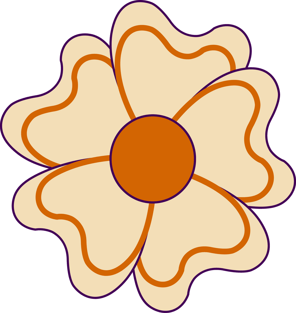 Flat Flower with Cream Petals and Transparent Background