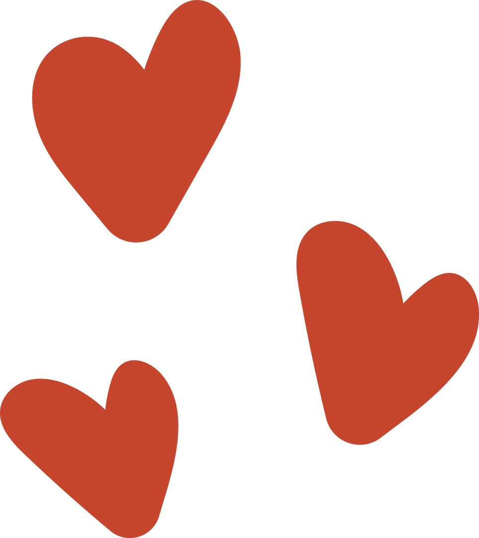 Expressive Red Hearts on Transparent Background for Romantic Designs