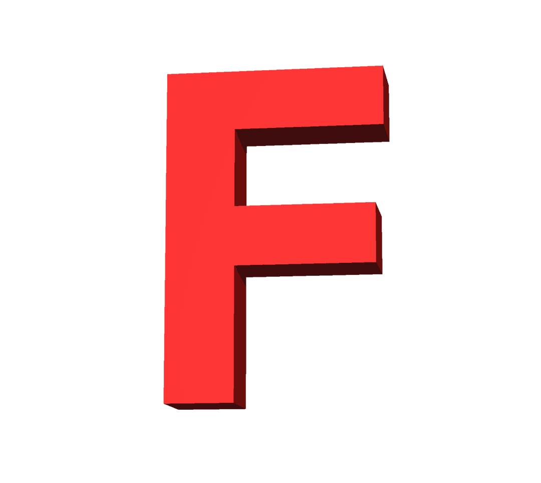 Bold Red Letter F on Transparent Background