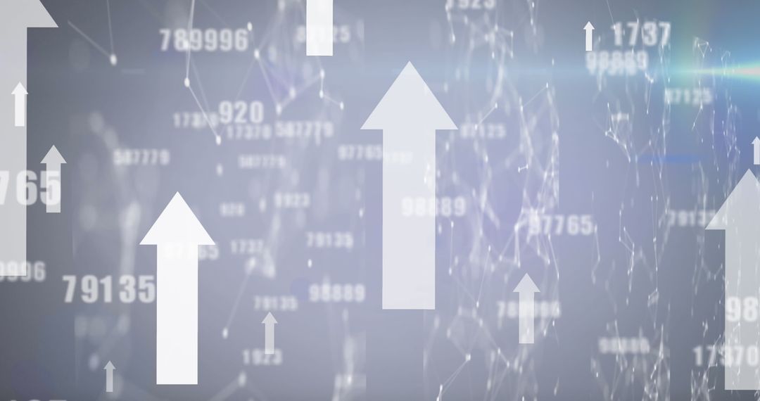 White Arrows on Network Grid Symbolizing Data Growth