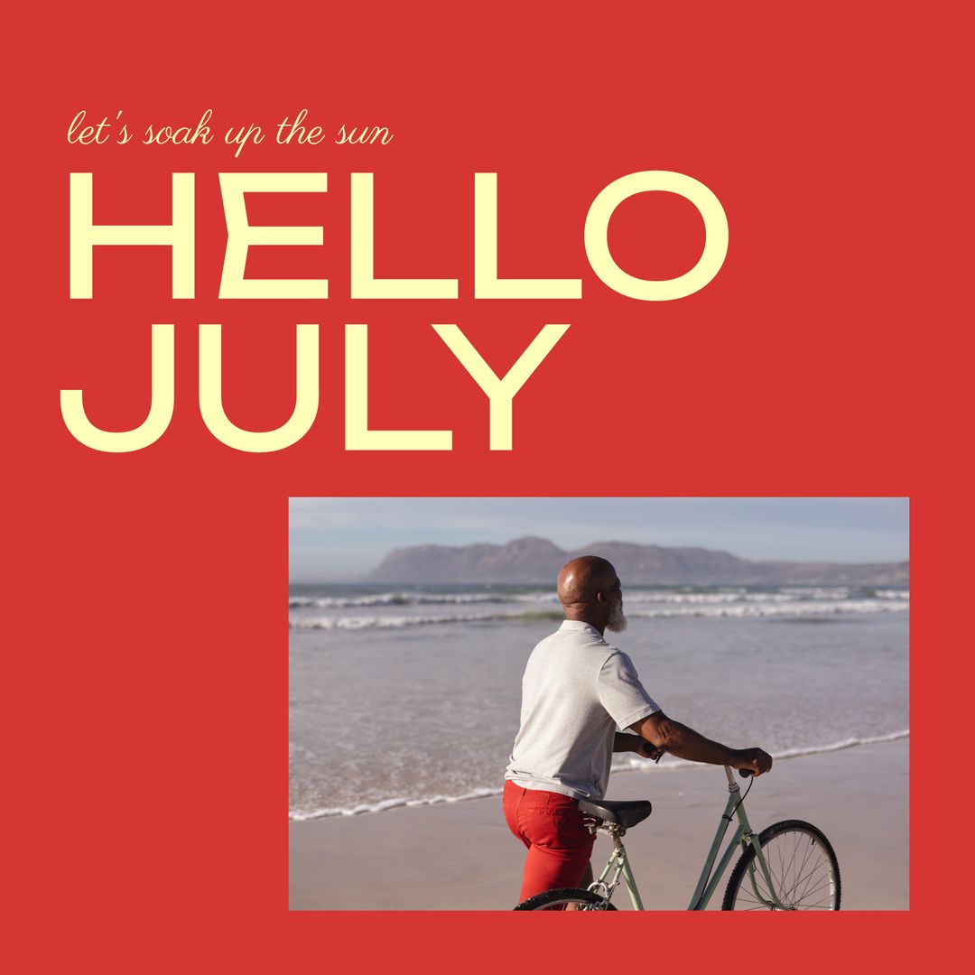 Senior African American Man with Bicycle Enjoying Sunny Beach