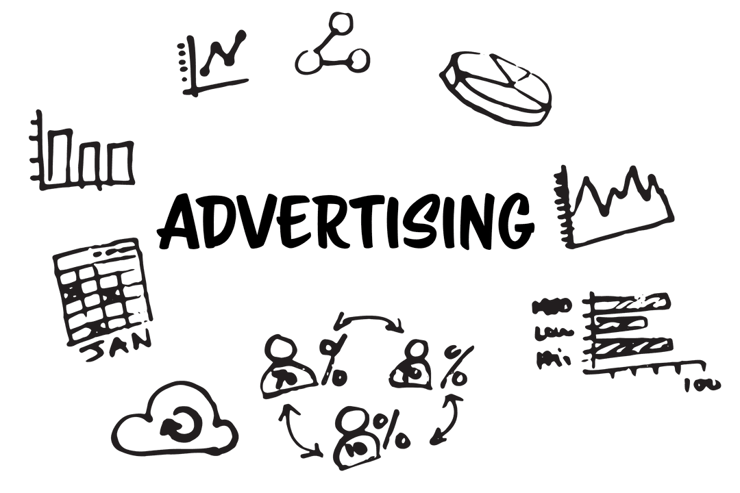 Advertising Icons Concept on Transparent Background