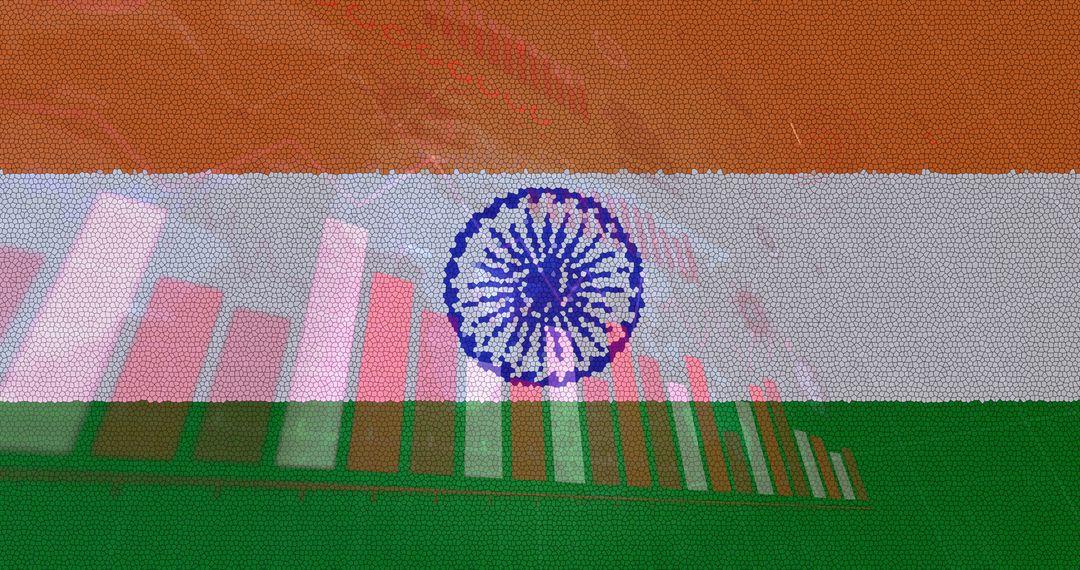 Indian Flag with COVID-19 Cells and Graph Overlay Representing Healthcare Crisis - Free Images, Stock Photos and Pictures on Pikwizard.com