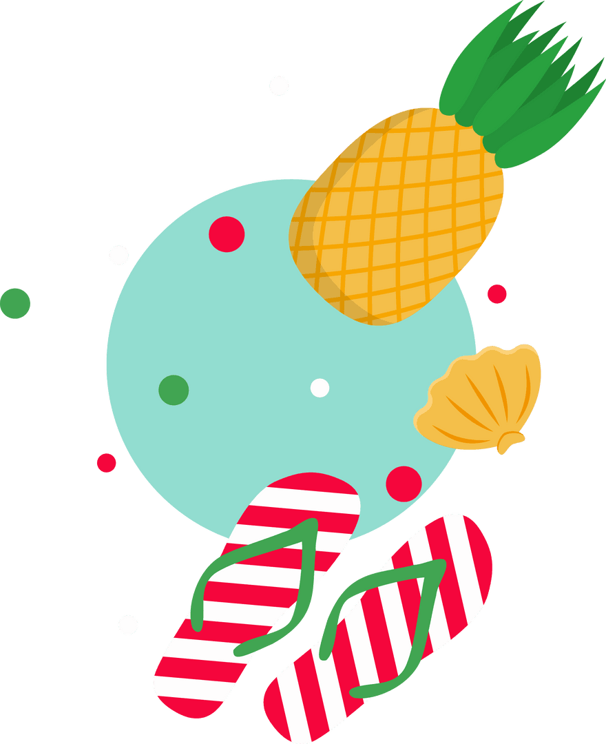 Cheerful Tropical Elements on Transparent Background Illustration