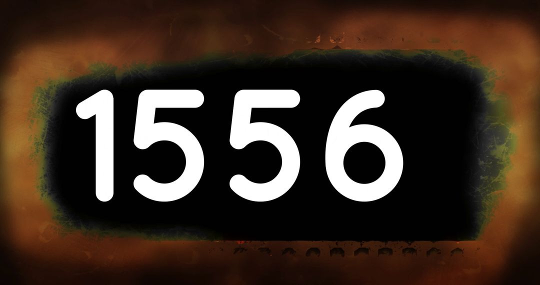 Mystical Number 1556 Glowing on Fiery Background