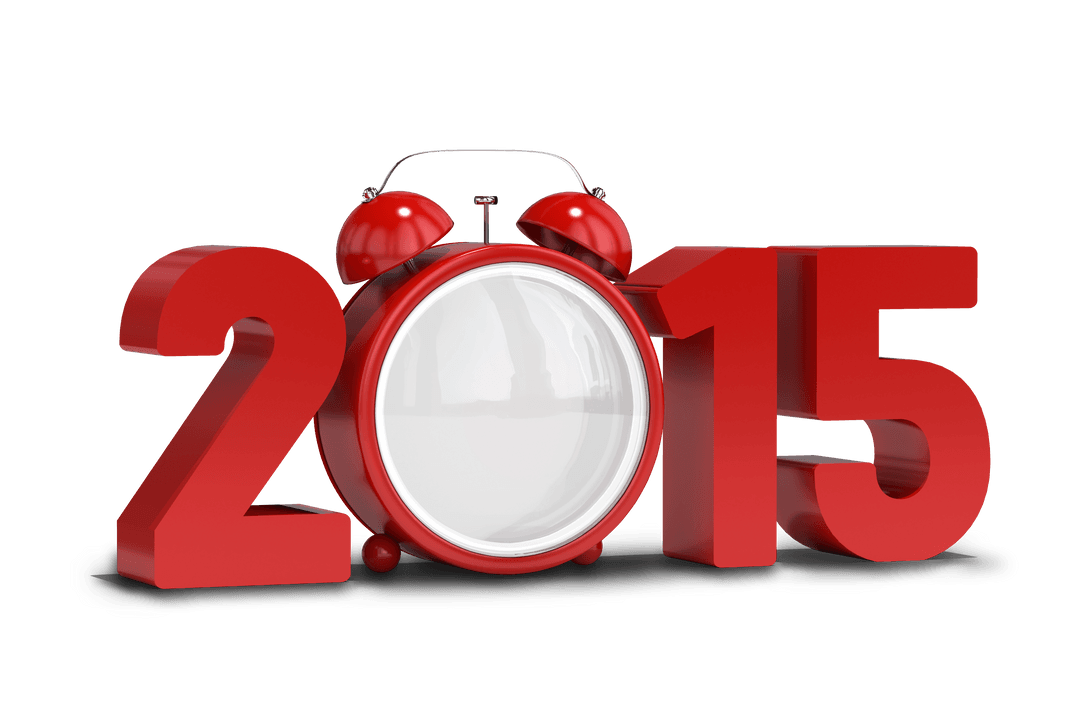 New Year 2015 Alarm Clock on Transparent Background