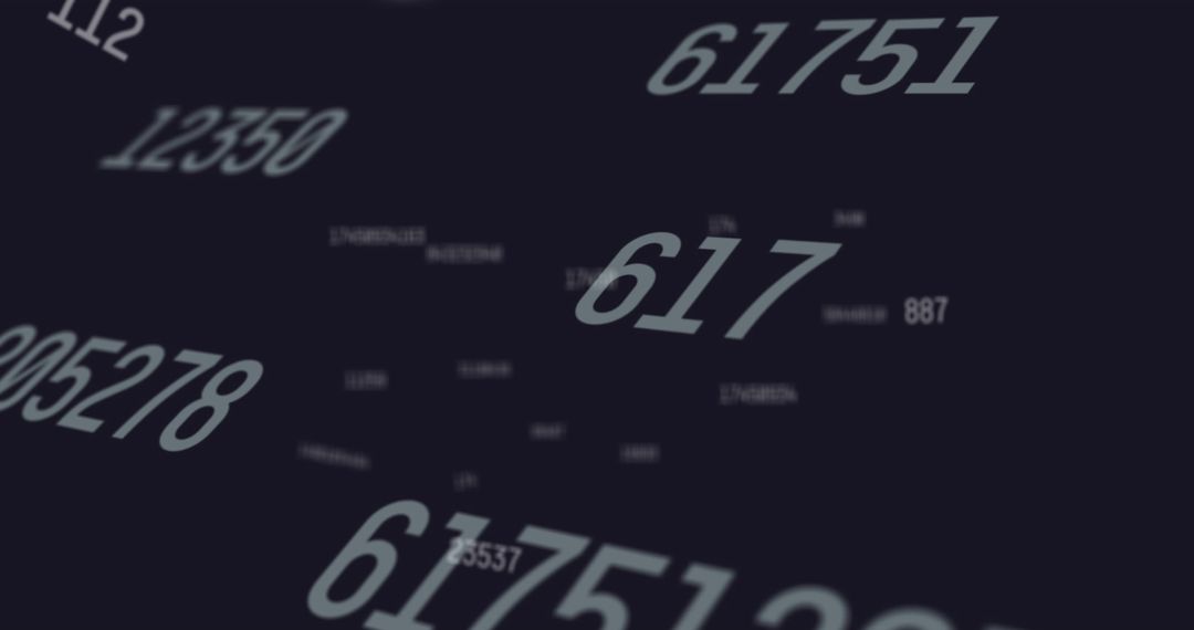 Blurred Floating Numbers on Blue Digital Background
