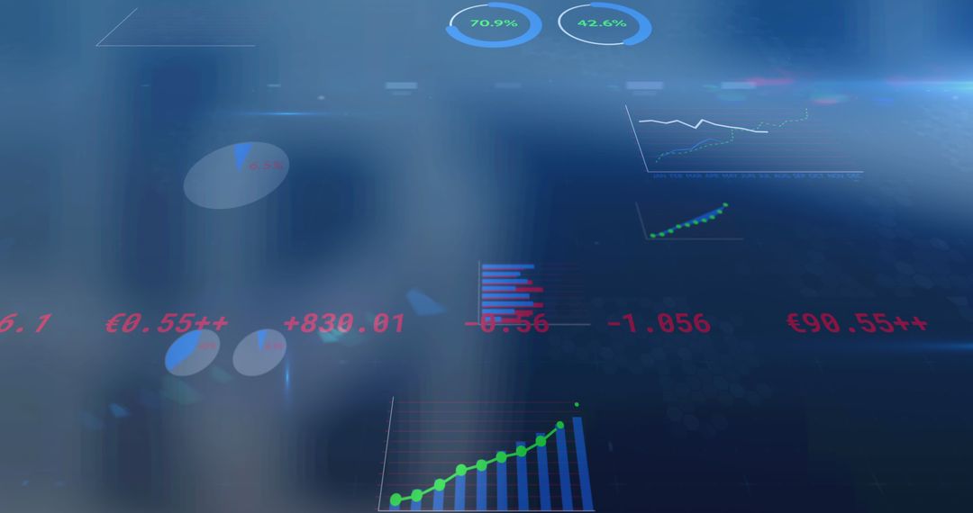 Futuristic Financial Data Visualization with Graphics and Statistics