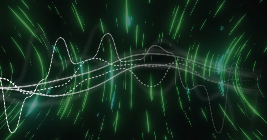 Dynamic Data Waves with Neon Green Light Trails