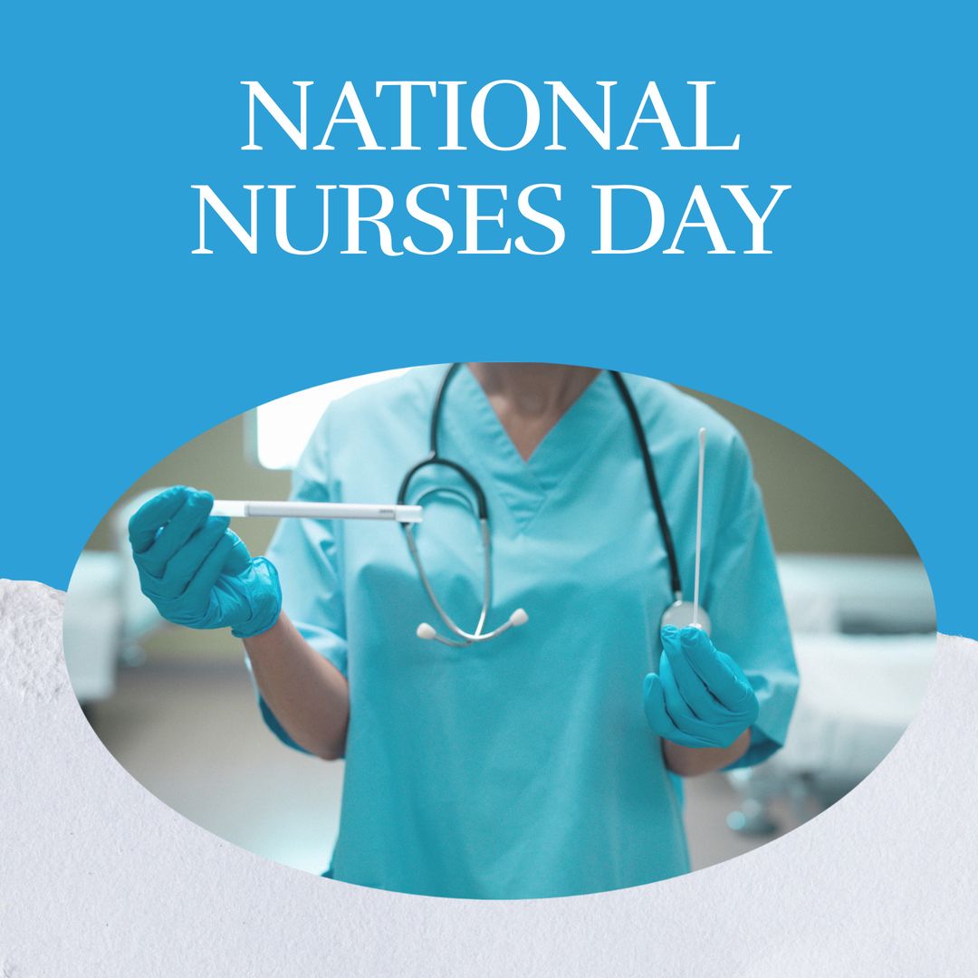 Celebrating National Nurses Day - Caucasian Nurse Holding Medical Swab - Download Free Stock Templates Pikwizard.com