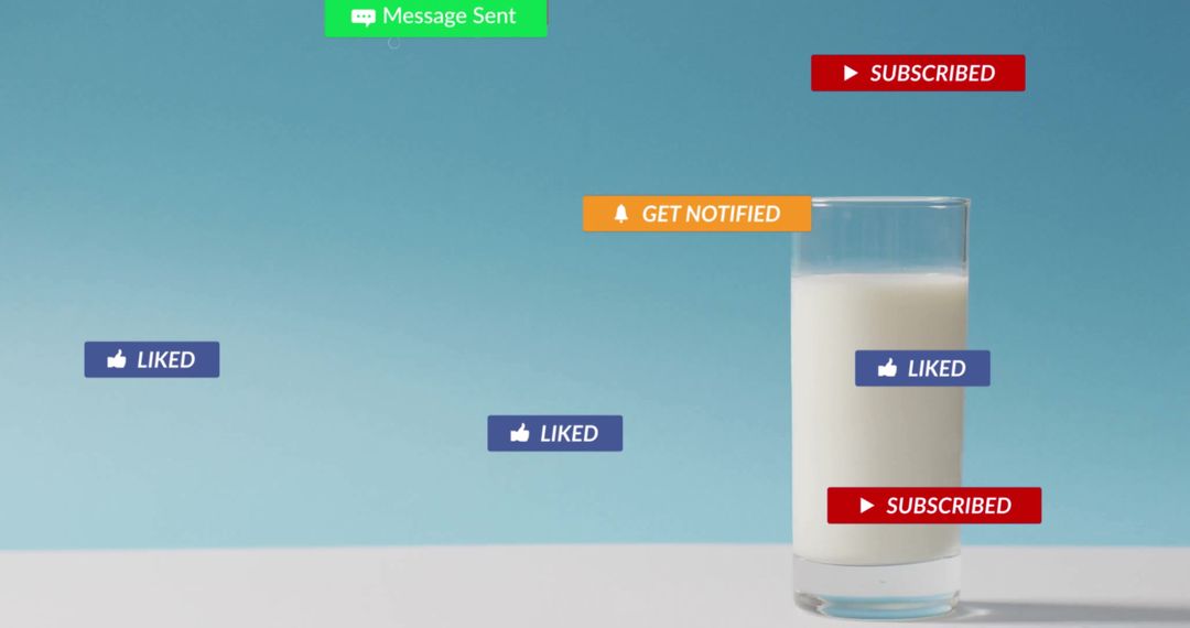 Glass of Milk with Floating Social Media Icons Concept