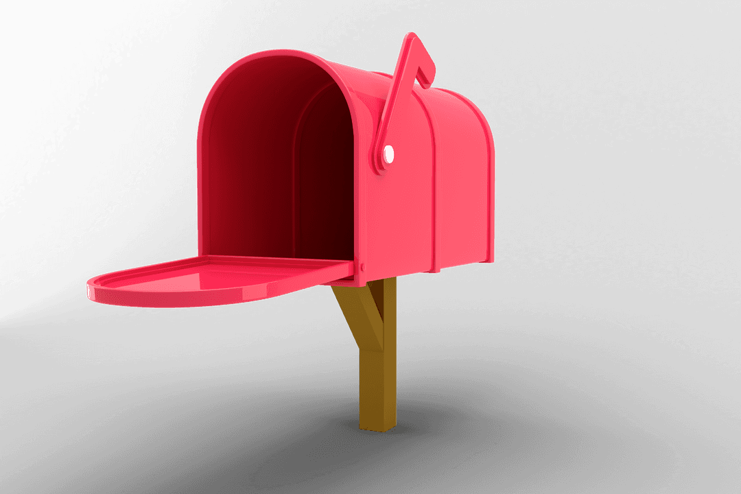 Pink Mailbox on Stand Transparent Background