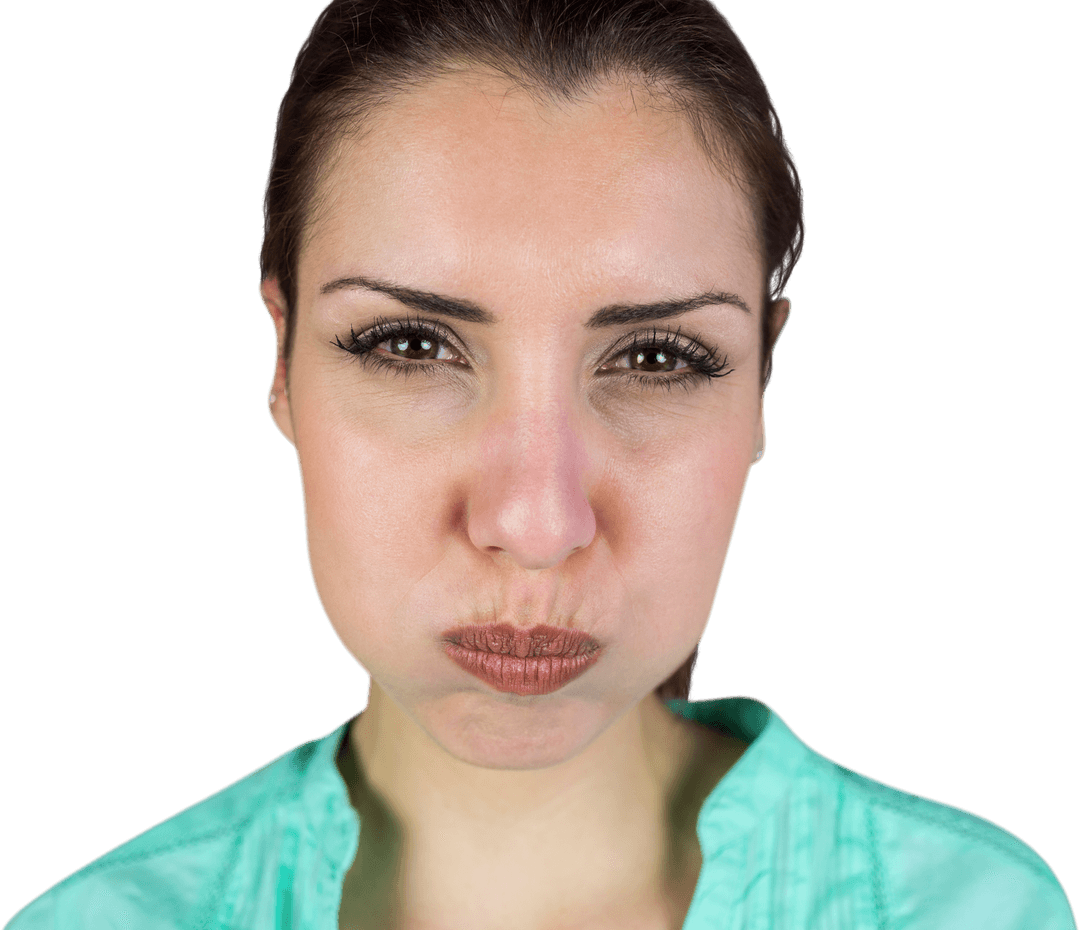 Transparent Background Woman Puffing Cheeks Expression