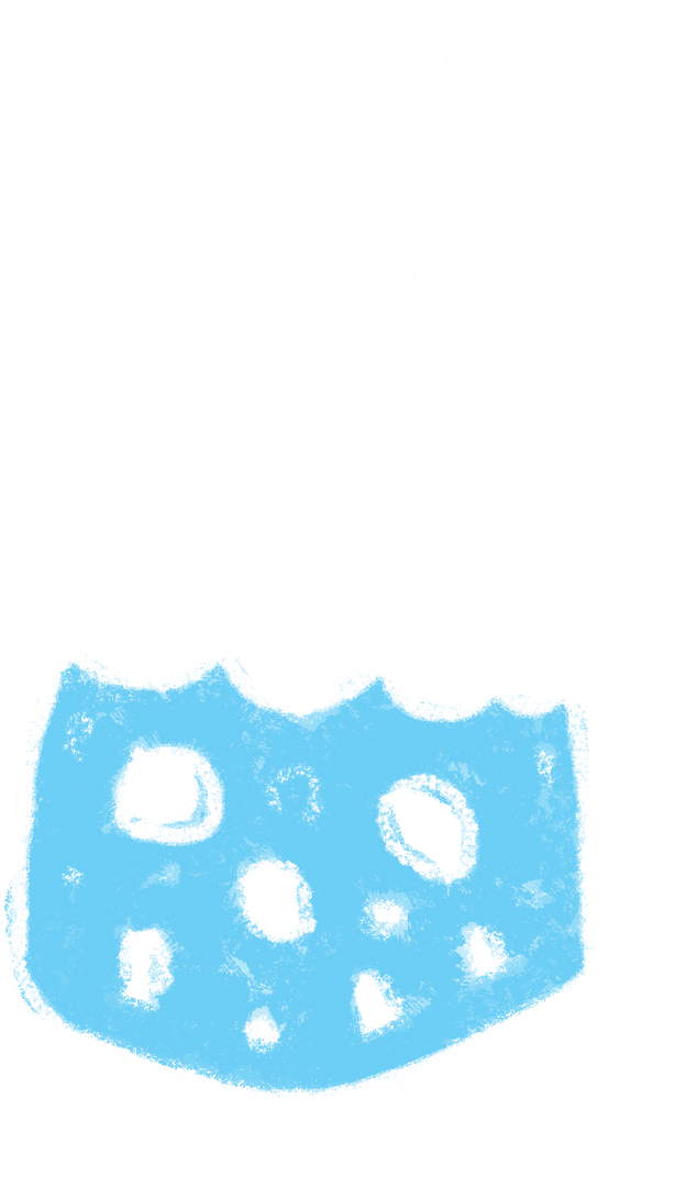 Chalk-Drawn Laboratory Flask with Blue Liquid on Transparent Background
