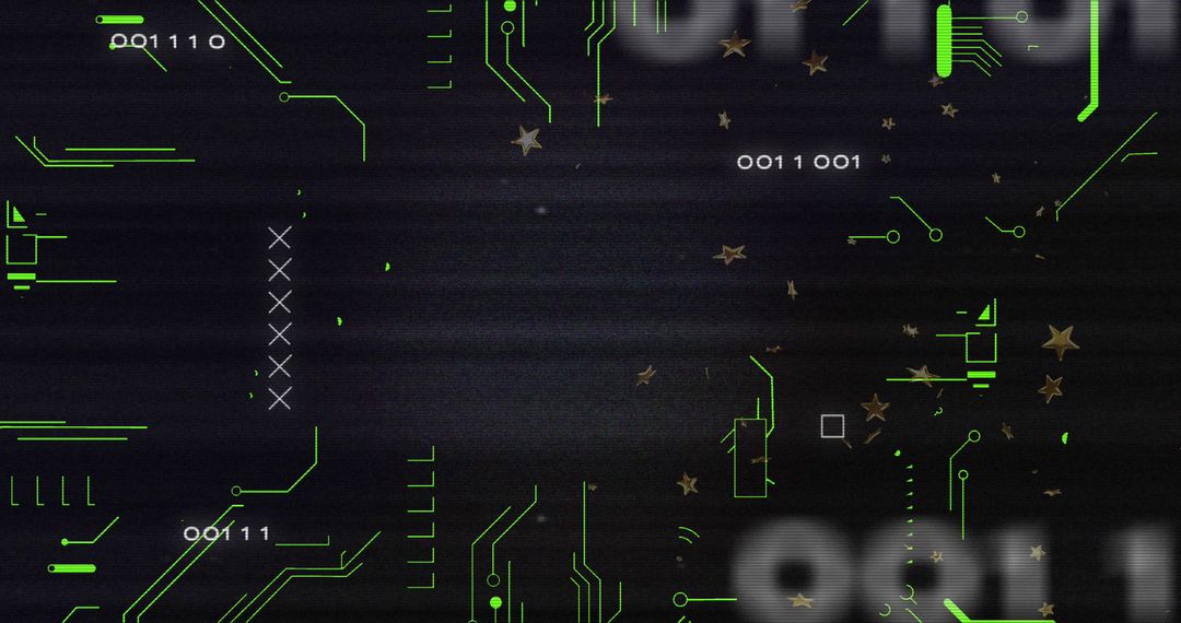 Futuristic Circuit Board with Digital Glitch Effects