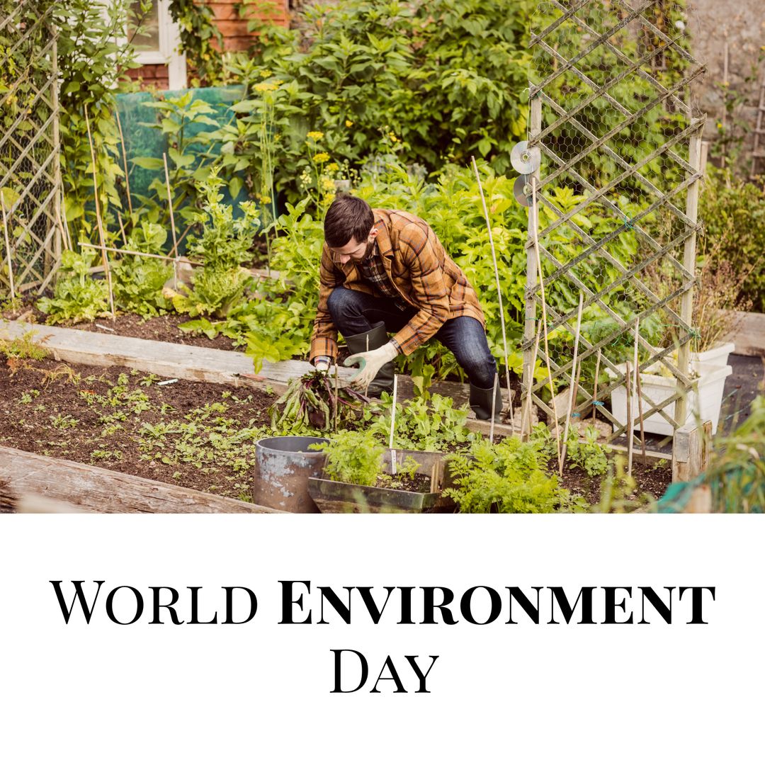 Young Man Gardening in Celebration of World Environment Day