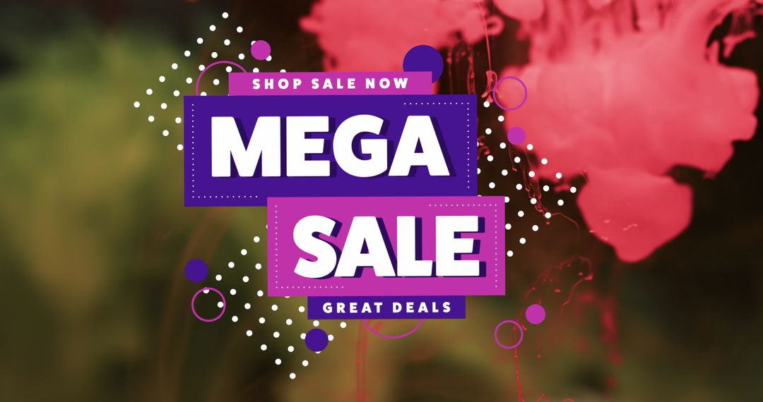 Mega Sale Large Text on Abstract Pink and Black Background