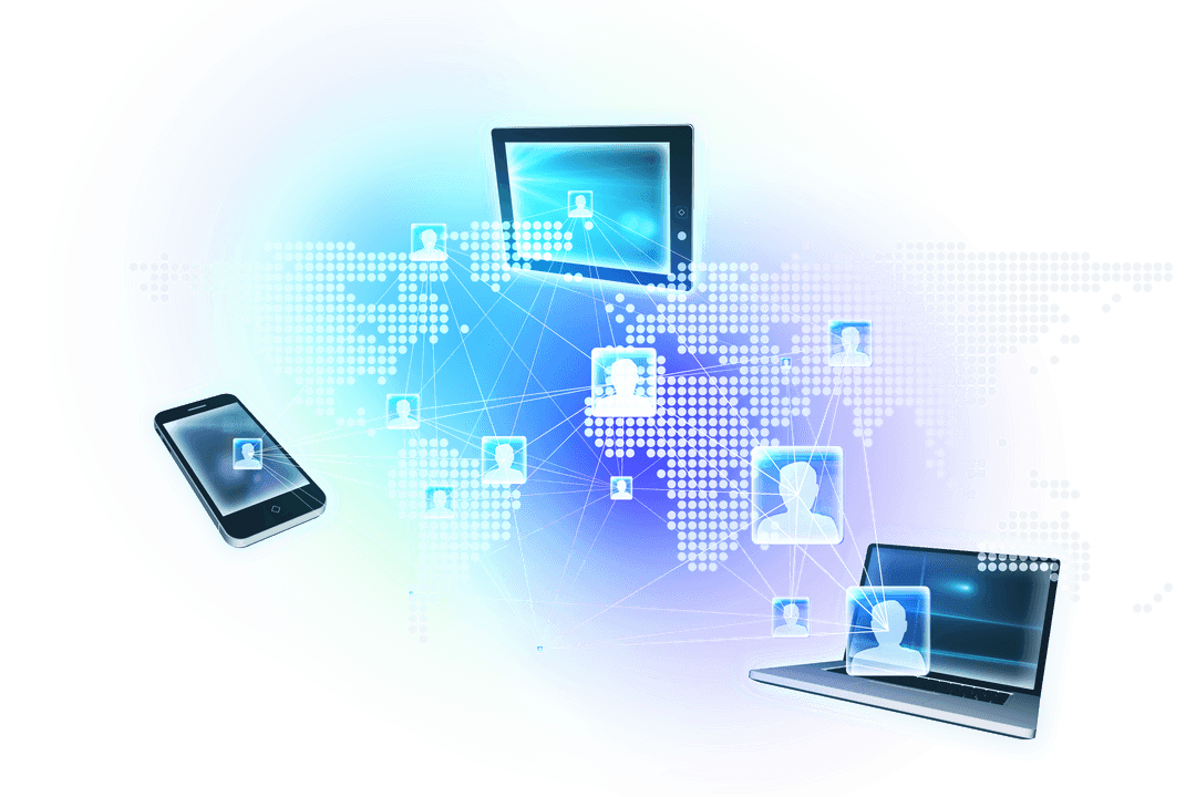 Global Connectivity Illustration on Transparent Background