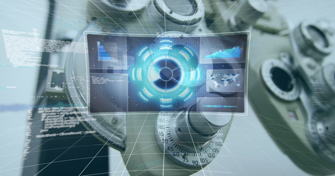 Futuristic Data Overlay on Optic Equipment