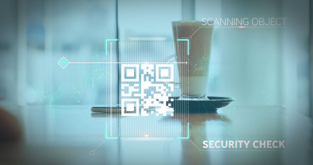 QR Code Scanning Over Latte in Modern Cafe Environment