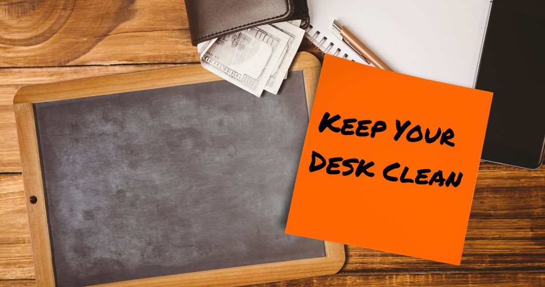 Reminder Note and Chalkboard for Desk Organization Awareness