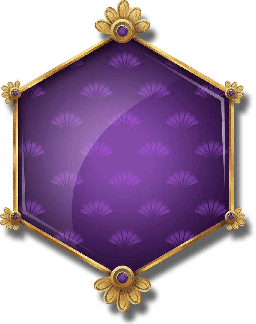 Elegant Purple and Gold Hexagon with Transparent Accents