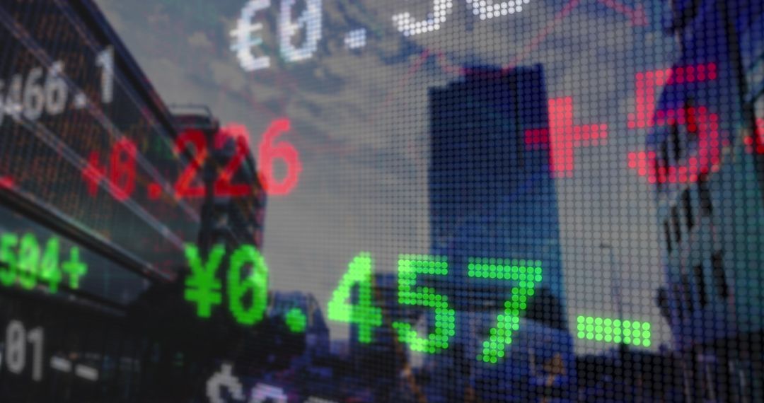 Cityscape Data Display with Financial Growth Indicators