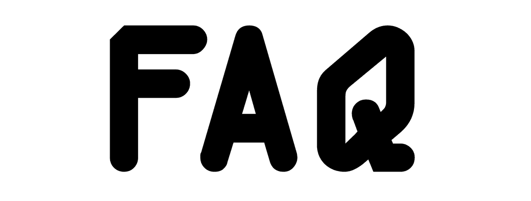 Transparent FAQ Icon with Bold Black Text