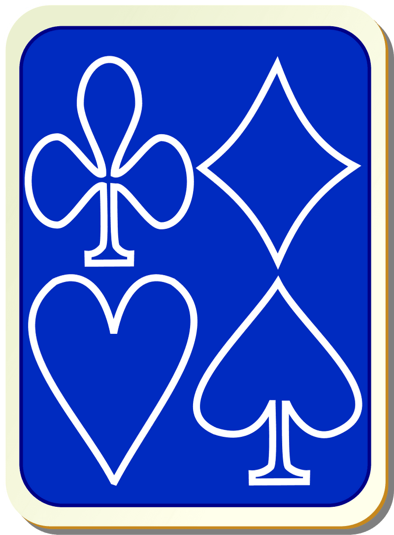 Transparent silhouettes of playing cards symbols on blue background