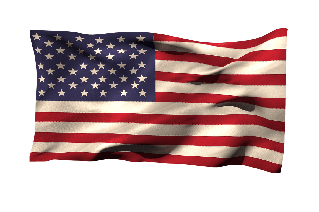 Realistic US Flag on Transparent Background