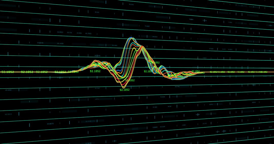 Colorful Lines Representing Stock Market Trends on Digital Screen