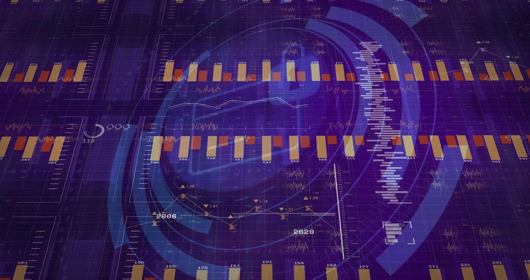 Futuristic Interface with Data Graphs and HUD Elements
