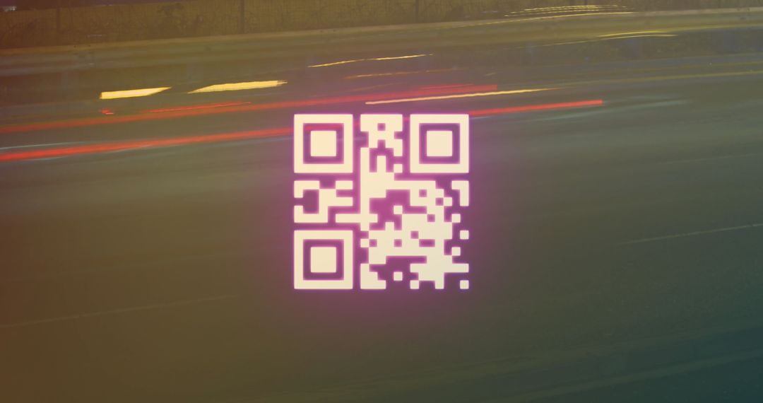Glowing QR Code with Neon Lights on Dark Background