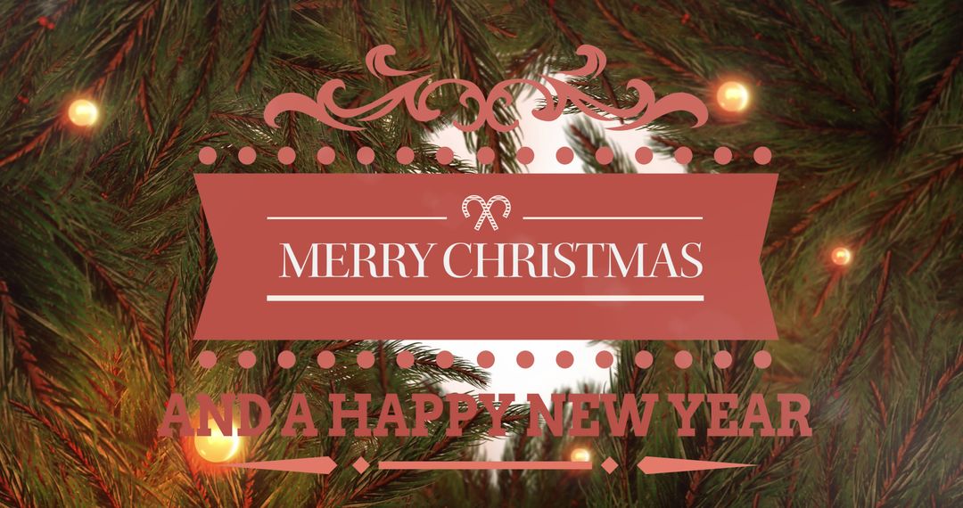 Festive Christmas and New Year Greeting with Fir Tree