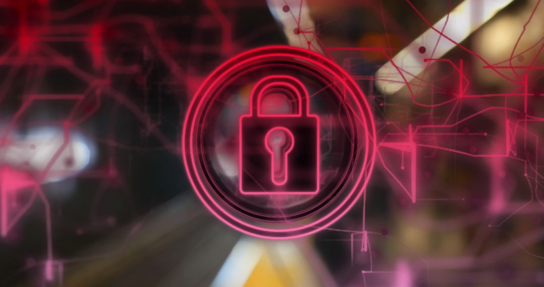 Digital Security Padlock Over Data Connections