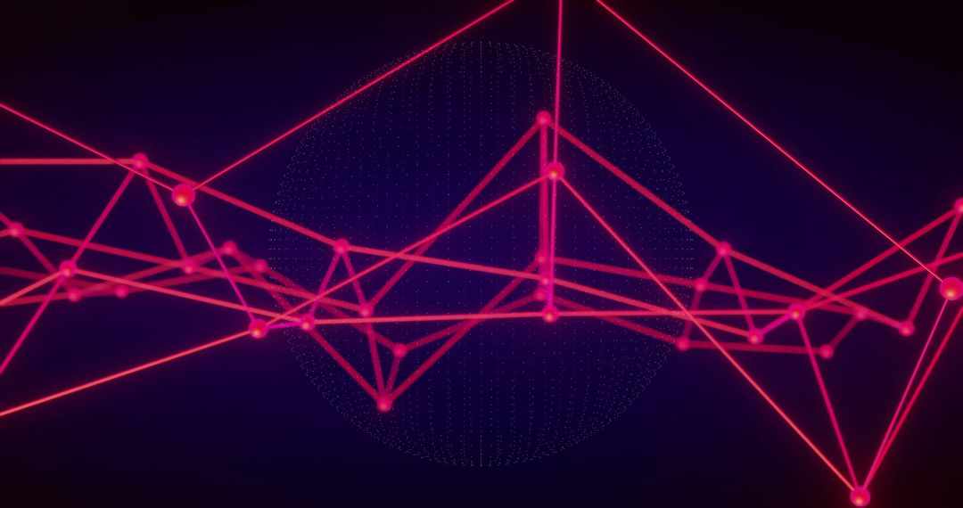 Glowing Neon Network Connections and Nodes Illustration