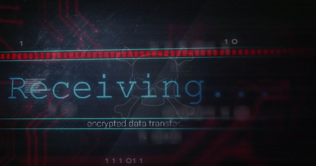 Glowing Cybersecurity Interface with Receiving Progress Bar