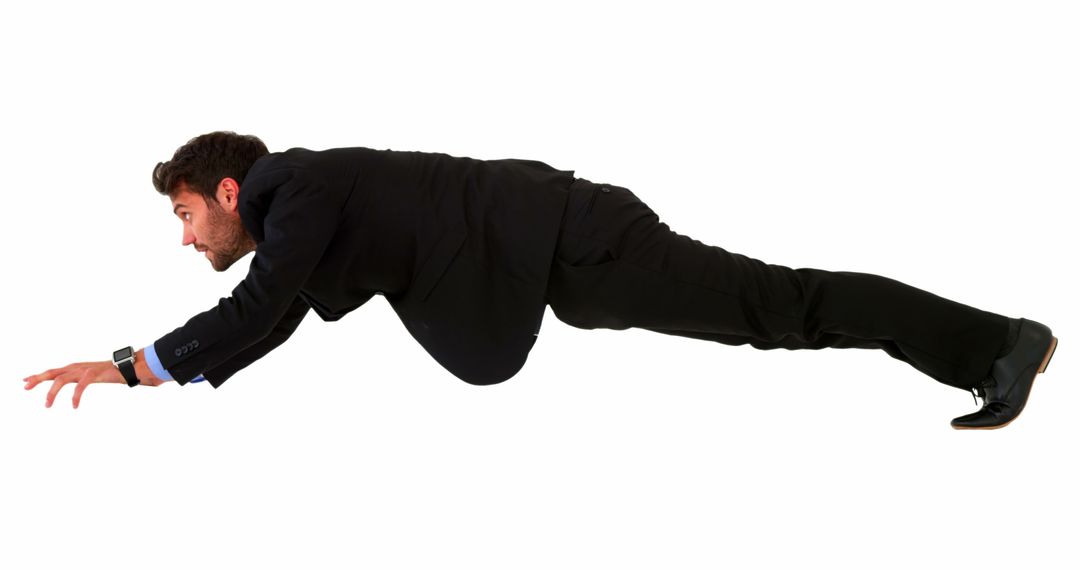 Businessman in Mid-Air Reaching Forward - Free Images, Stock Photos and Pictures on Pikwizard.com