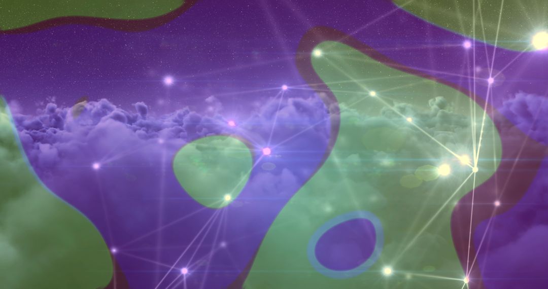 Abstract Digital Network in Colorful Clouds