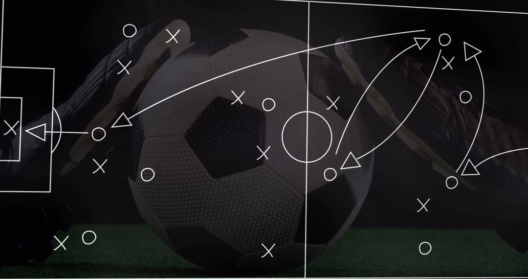 Soccer Strategy with Overlapping Digital Playbook Illustration
