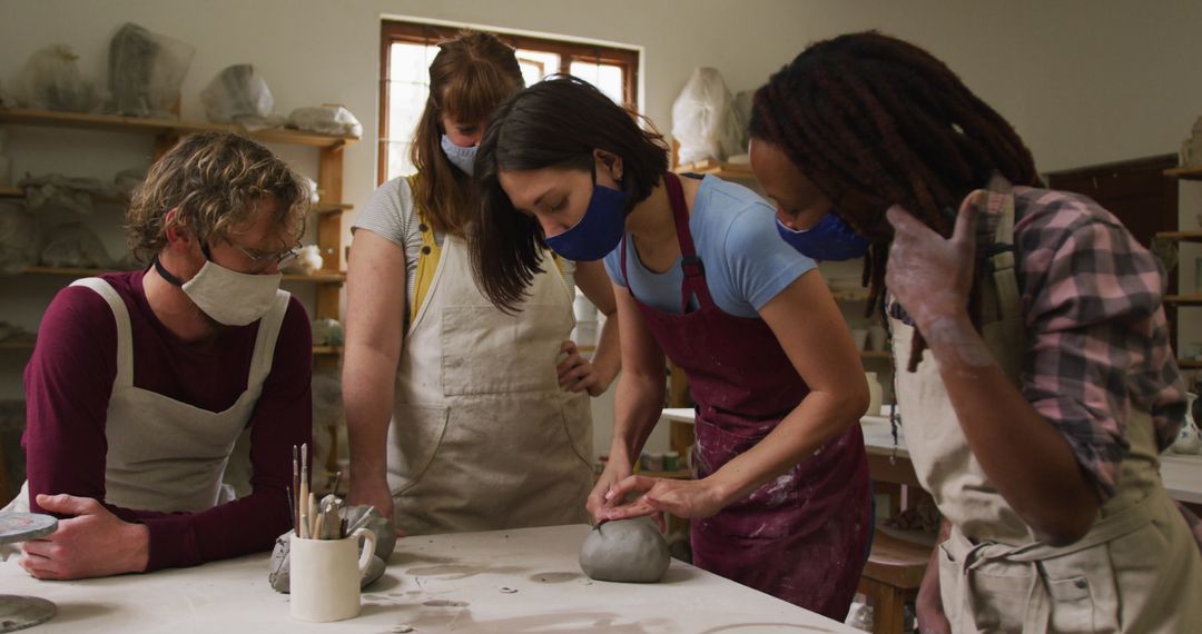 Creative Artists Crafting with Clay Pottery in Studio - Free Images, Stock Photos and Pictures on Pikwizard.com