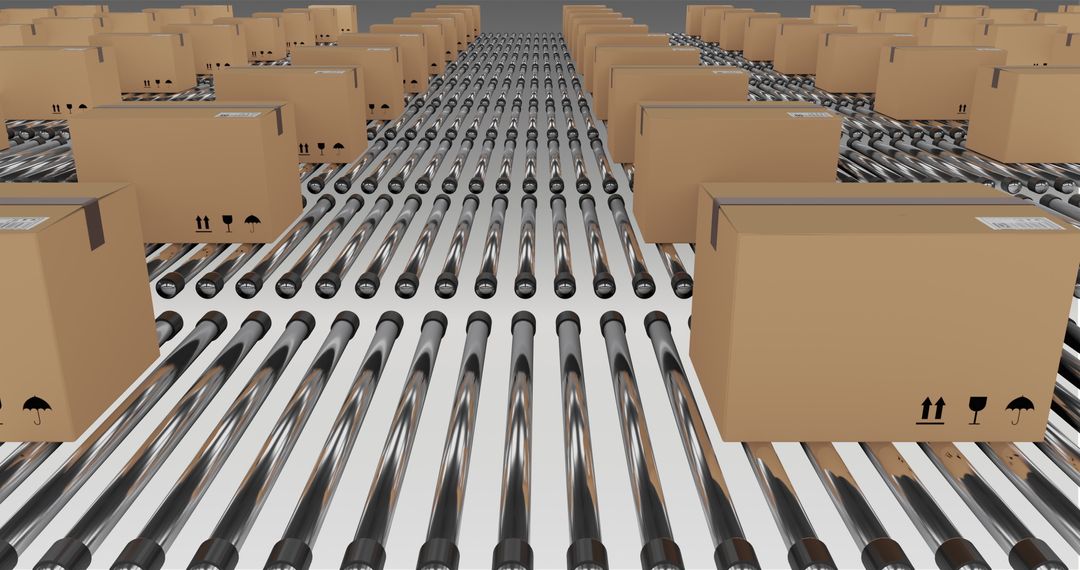 Cardboard Boxes on Automated Conveyor in Warehouse - Free Images, Stock Photos and Pictures on Pikwizard.com