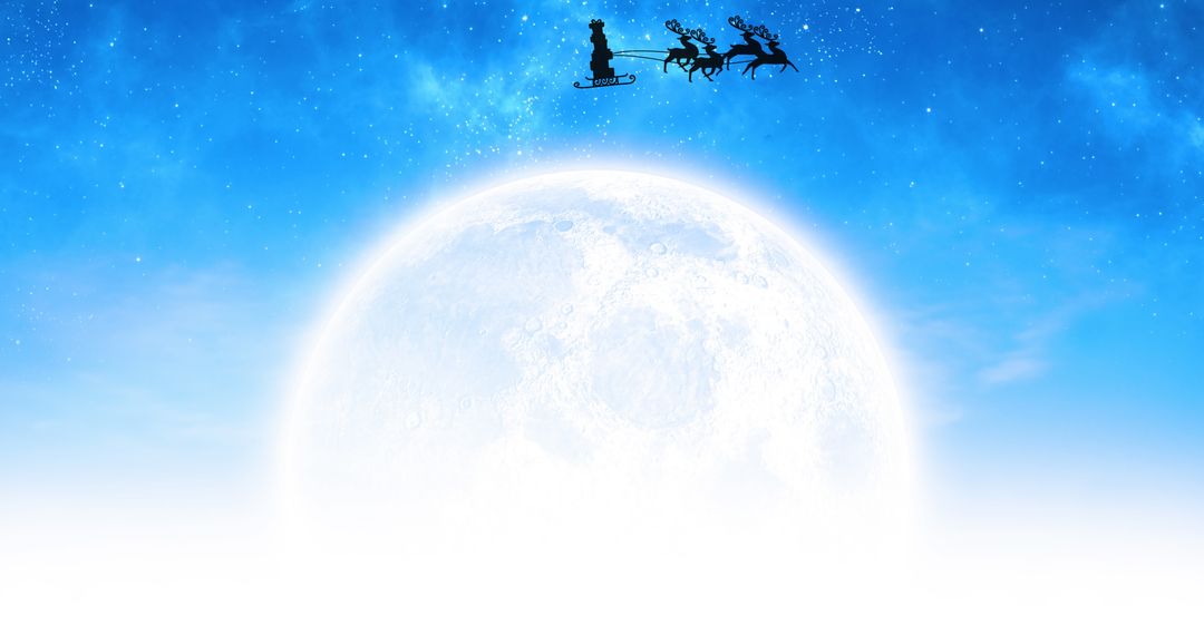 Santa Sleigh Silhouetted Against Full Moon - Free Images, Stock Photos and Pictures on Pikwizard.com