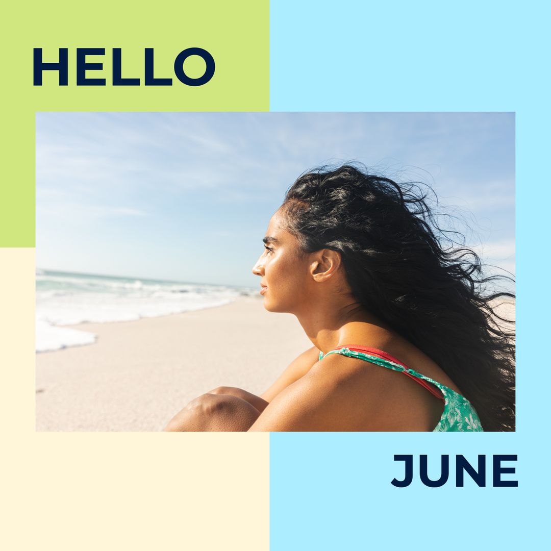 Woman Enjoys Ocean Breeze on Sunny Beach