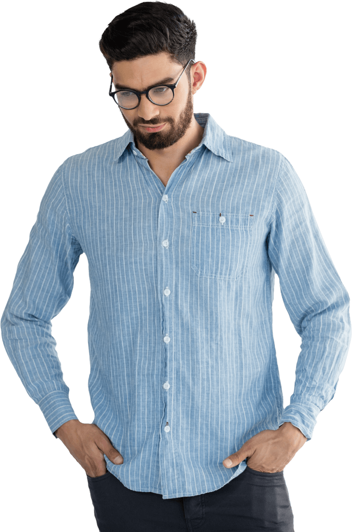 Caucasian Man Wearing Eyeglasses on Transparent Background