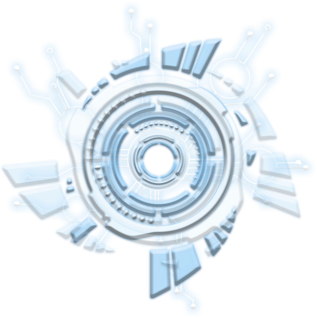 Futuristic Light Blue Digital Circles on Transparent Background