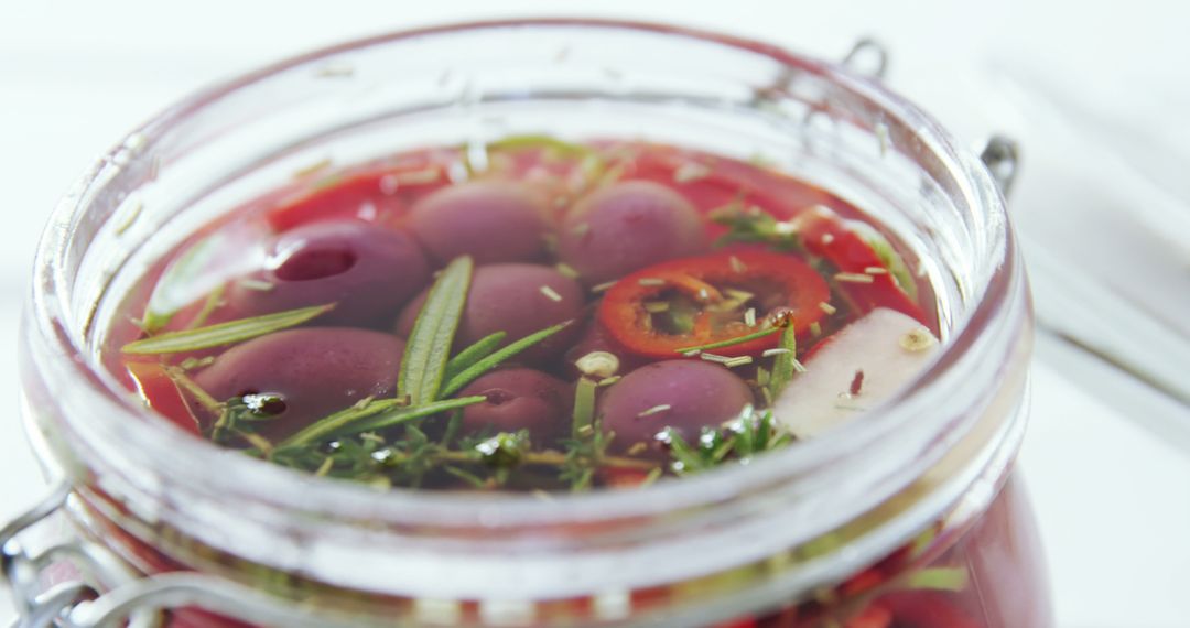 Close-Up of Jar with Pickled Vegetables and Herbs - Free Images, Stock Photos and Pictures on Pikwizard.com