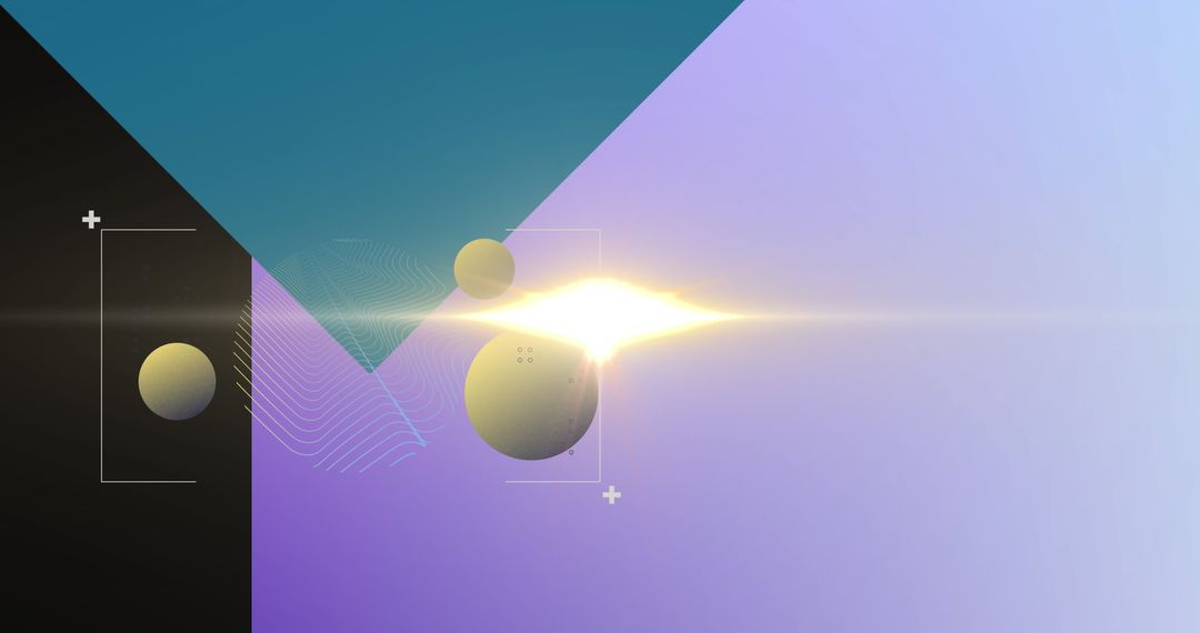 Futuristic Geometric Abstract with Neon Lens Flare